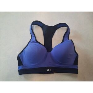 Victorias Secret VSX Sport Blue Black Adjustable Racerback Sports Bra Womens 32B